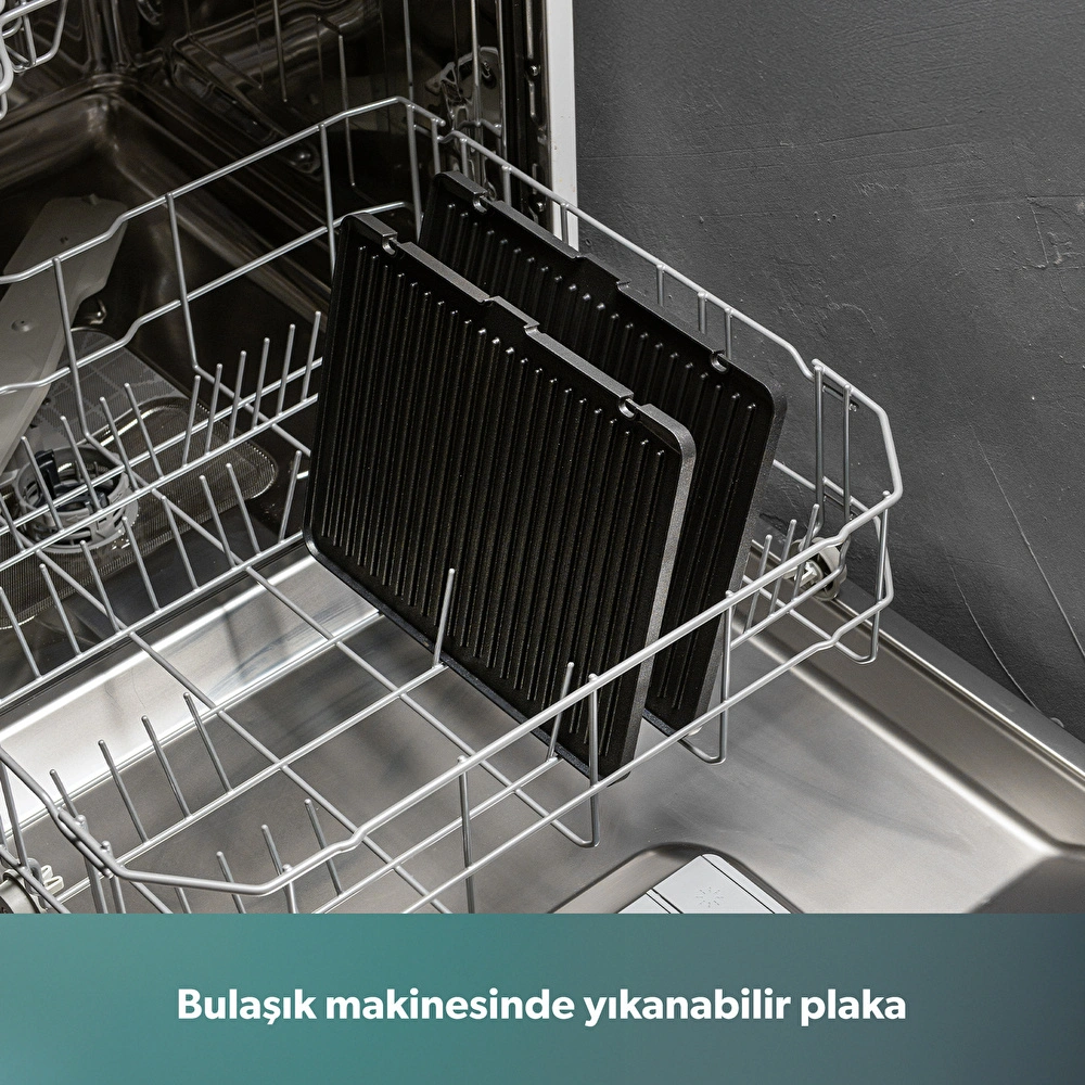 Homend Grilliant 1340H 4 Dilim Kapasiteli Gövde Alt ve Üst Sıcaklığı Ayrı Kontrol Edilebilen Döküm Plakalı Tost ve Izgara Makinesi Inox 2000W görseli 9