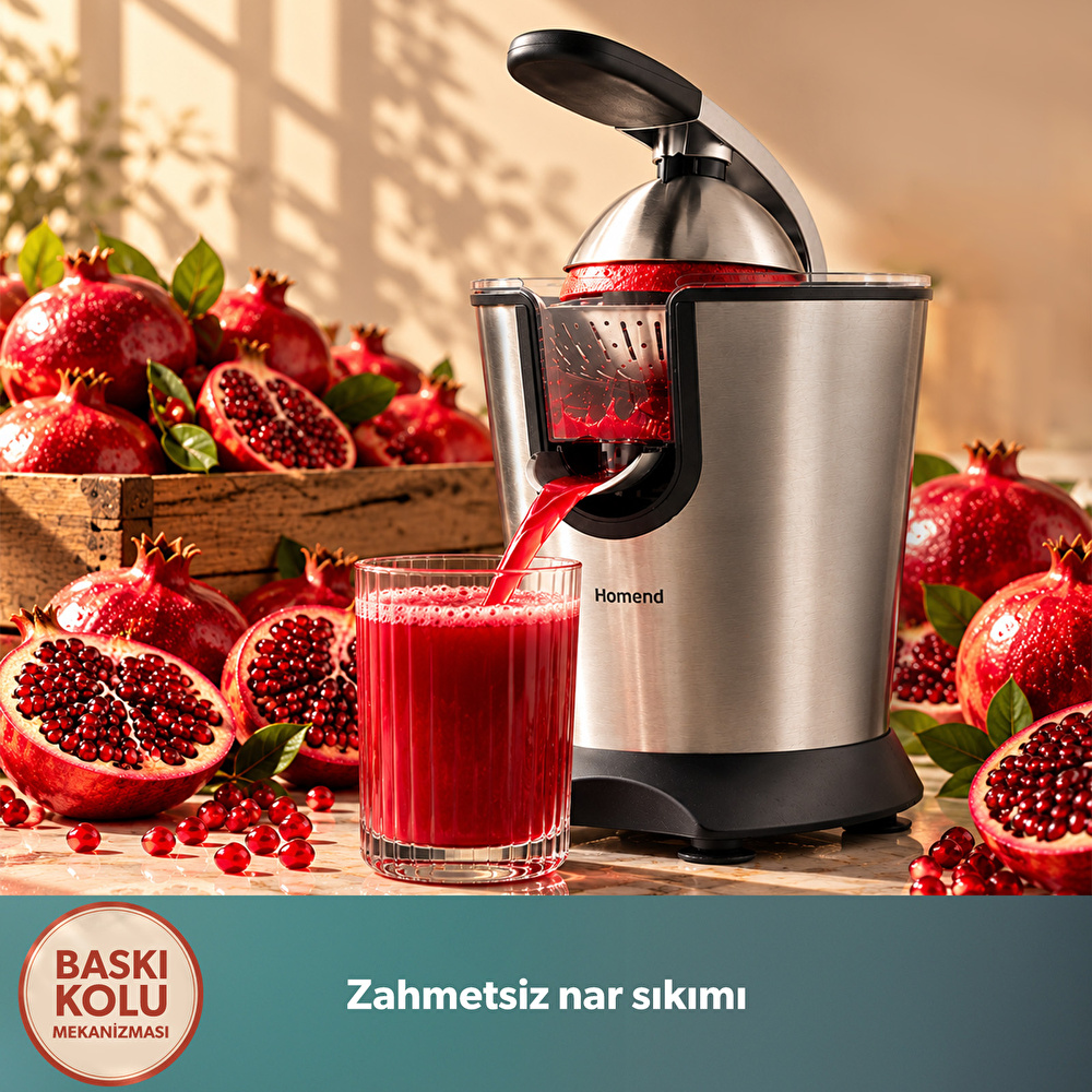 Homend Vitamillion 2603H Pro Elektrikli Çelik Narenciye ve Nar Sıkacağı görseli 3