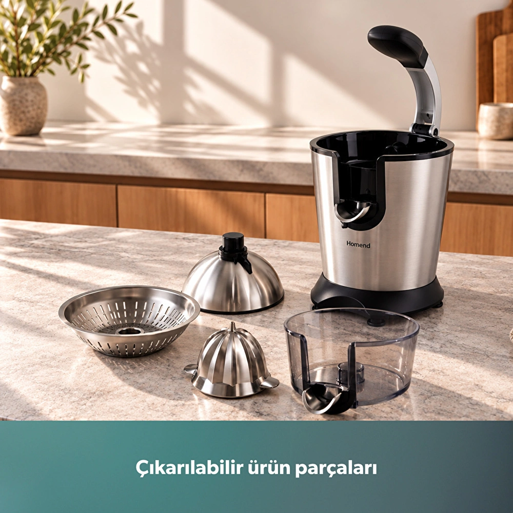 Homend Vitamillion 2603H Pro Elektrikli Çelik Narenciye ve Nar Sıkacağı görseli 7