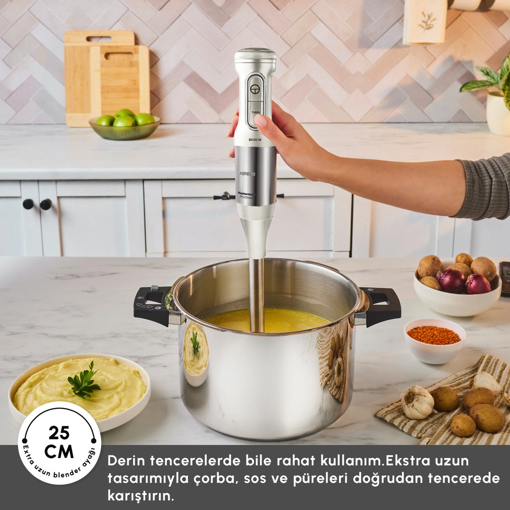 Karaca Mastermaid Prosteel 6 in 1 Uzun Blender Ayaklı 6 Bıçaklı Cam Hazneli Rendeli Mutfak Robotu Swiss Cream görseli 4
