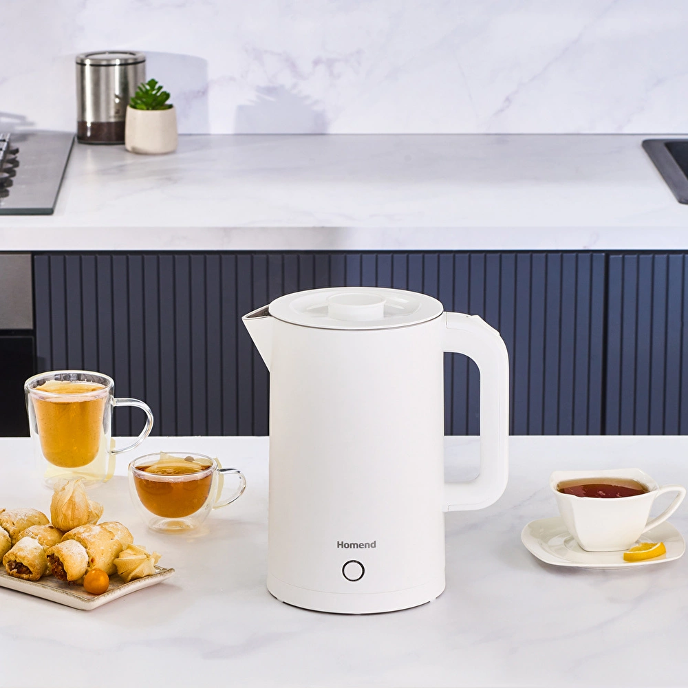 Homend Heatrow Cooltouch 1618H Paslanmaz Çelik El Yakmaz Gövdeli Su Isıtıcısı Beyaz görseli 1