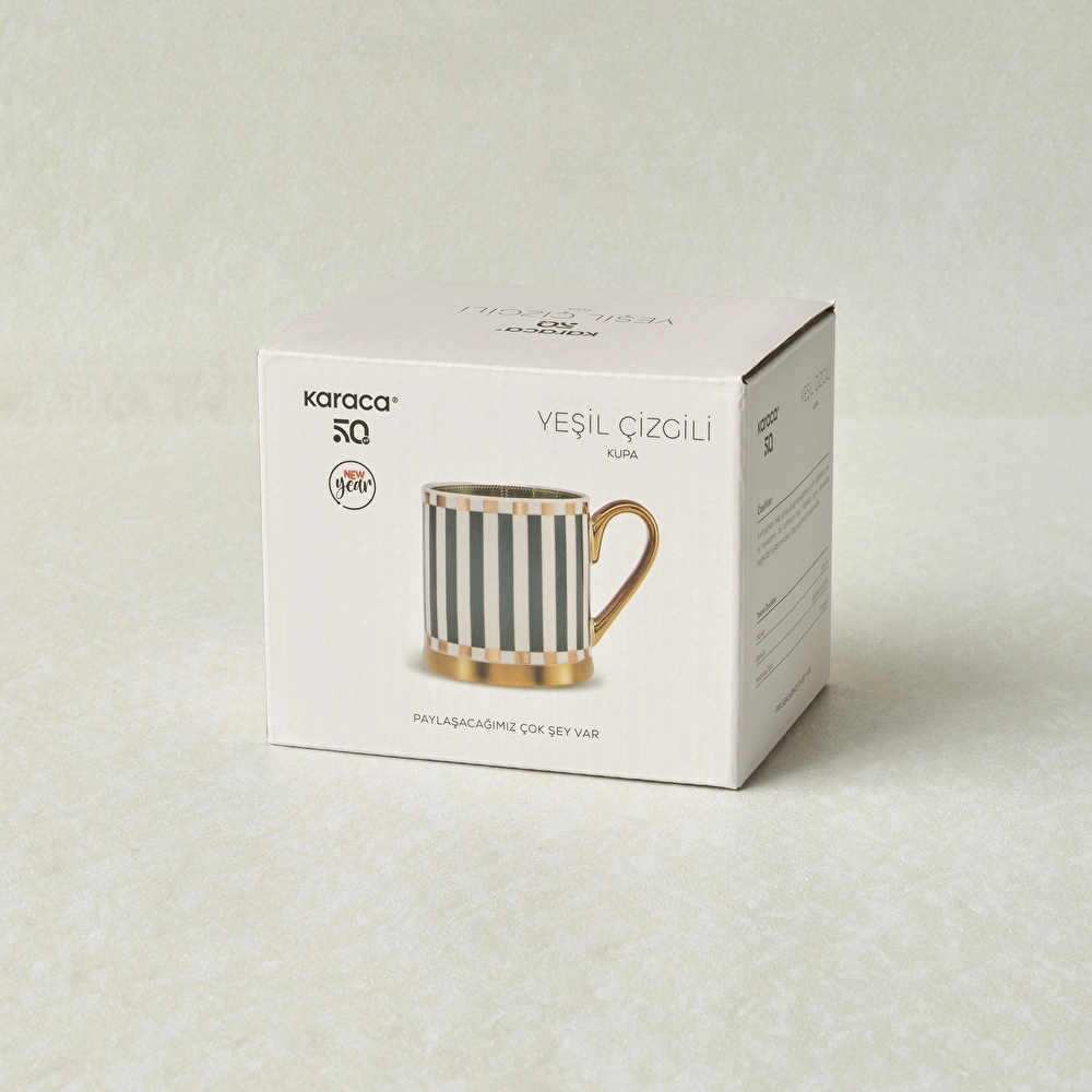 Karaca New Year Yılbaşı Yeşil Çizgili 330 ml Kupa görseli 3