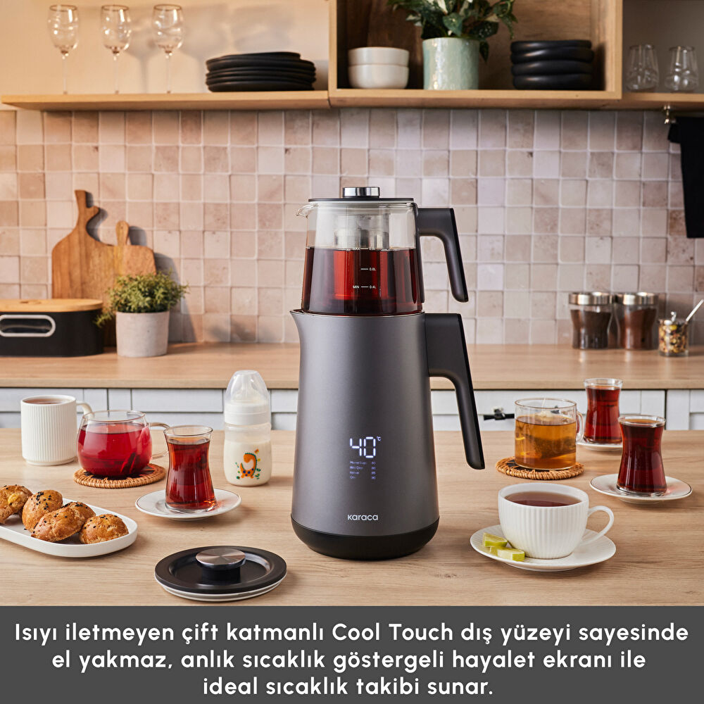 Karaca Cool Touch 1502 Çift Cidarlı Dijital Ekran Çay Makinesi Silver thumbnail 3