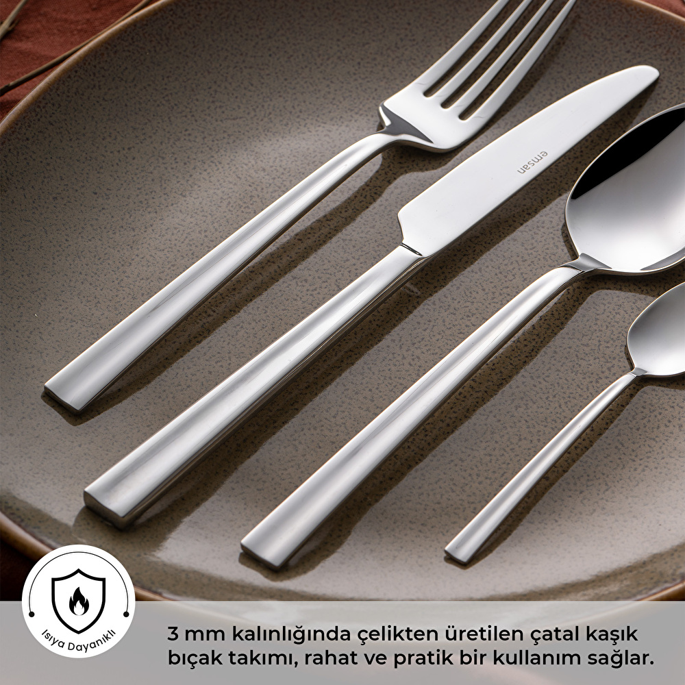 Emsan Çınar 72 Parça 12 Kişilik Kutulu Çatal Kaşık Bıçak Takımı görseli 2
