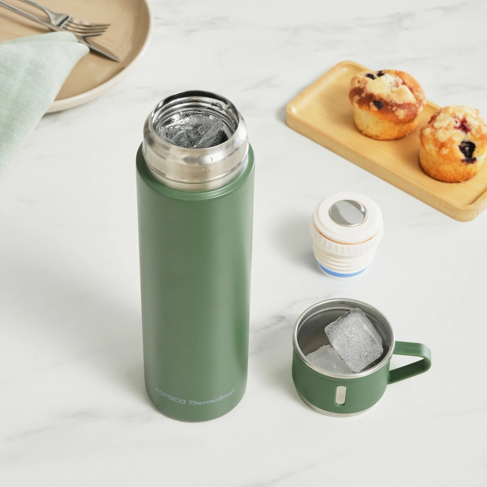 Karaca Thermosteel Nature Bardaklı Çelik Sızdırmaz Termos Haki 500 ml görseli 4