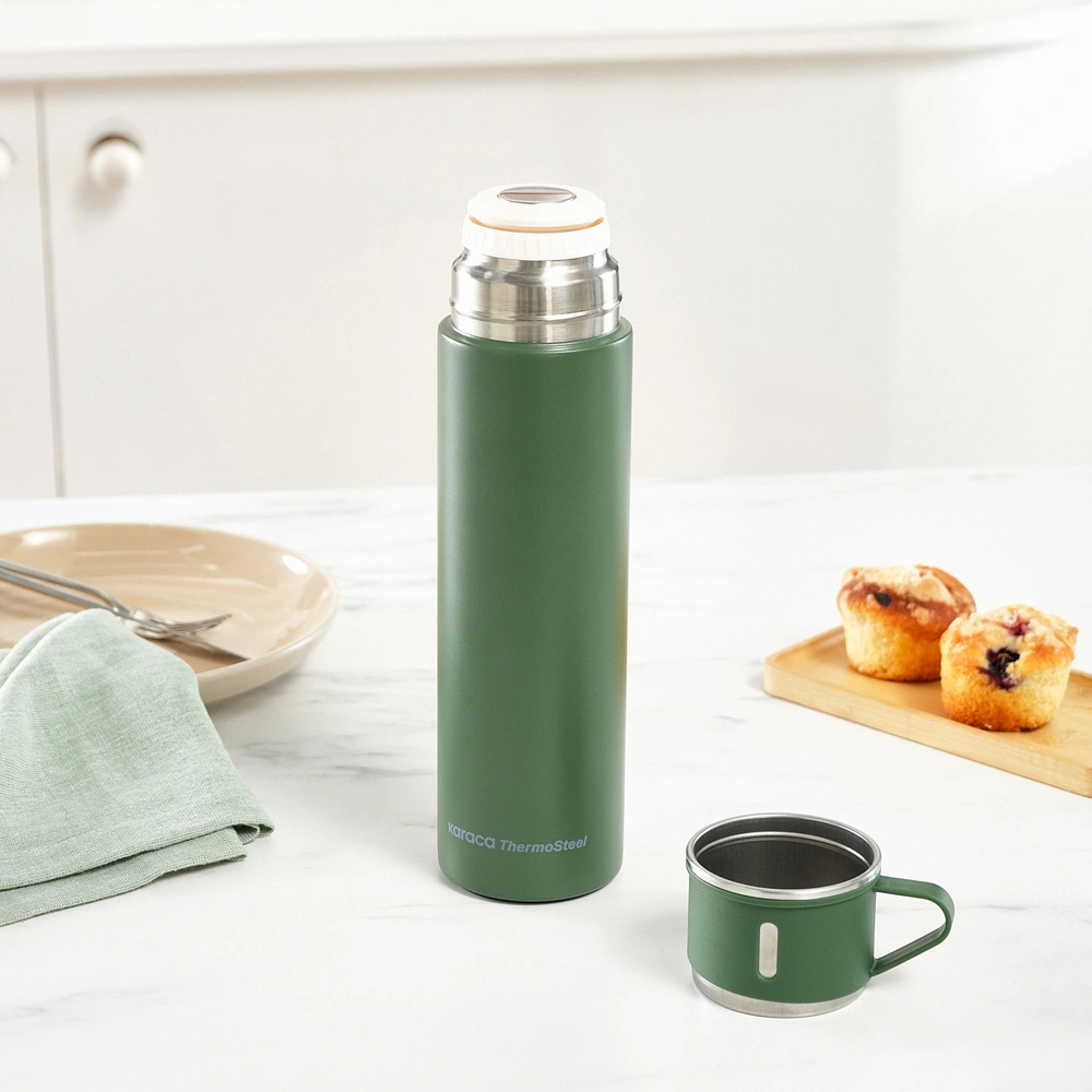 Karaca Thermosteel Nature Bardaklı Çelik Sızdırmaz Termos Haki 500 ml görseli 2