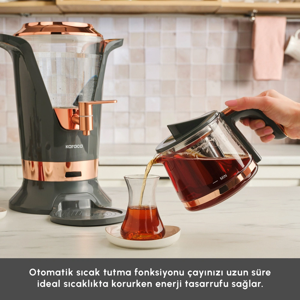 Karaca Maxiva 1651 Elektrikli Semaver 35 Çay Bardağı Kapasiteli Antrasit görseli 4