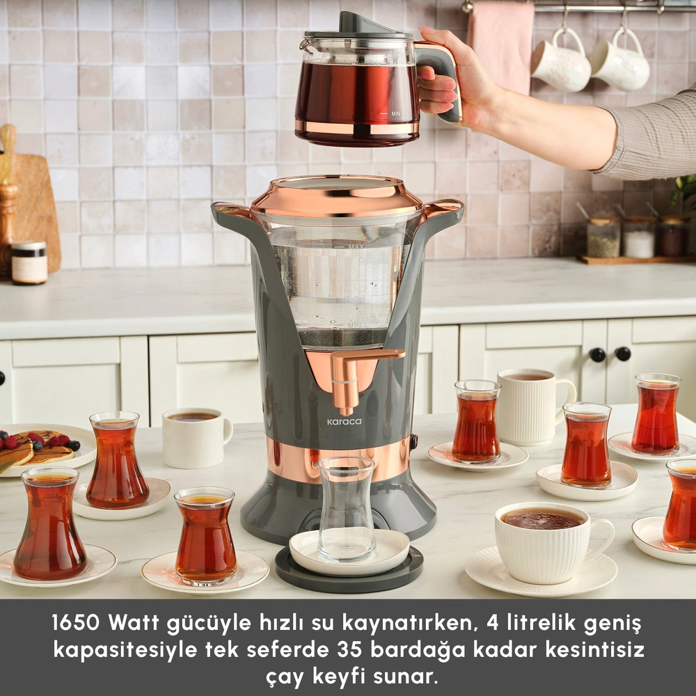 Karaca Maxiva 1651 Elektrikli Semaver 35 Çay Bardağı Kapasiteli Antrasit görseli 3