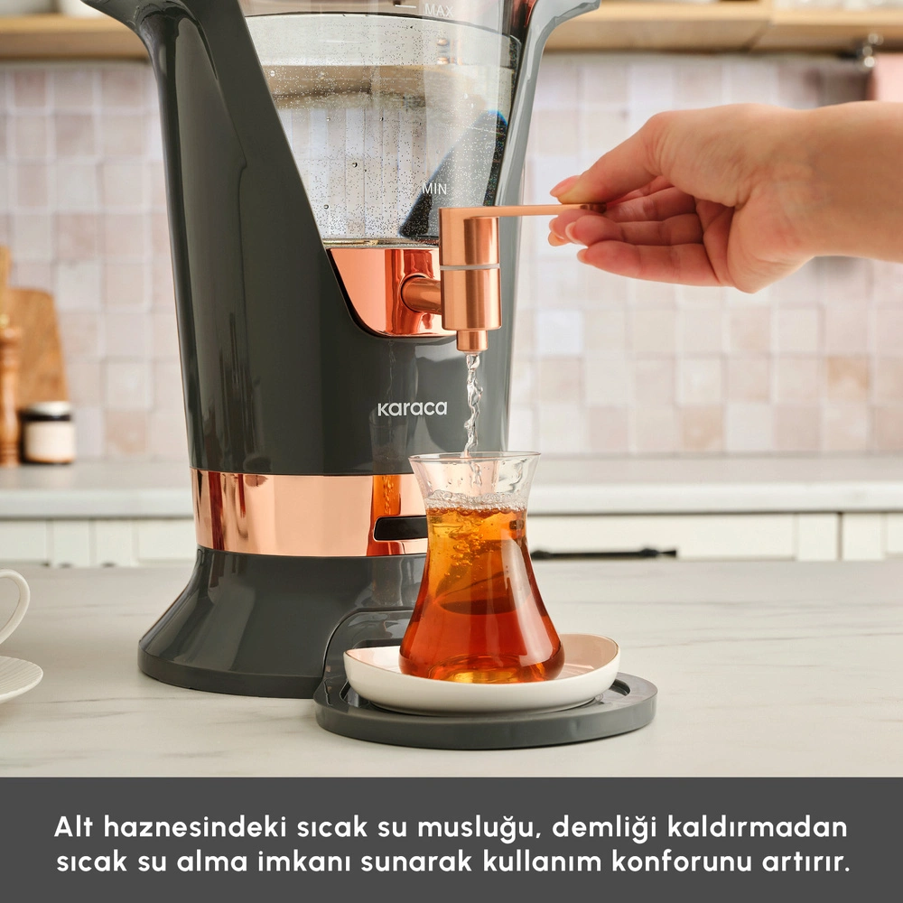 Karaca Maxiva 1651 Elektrikli Semaver 35 Çay Bardağı Kapasiteli Antrasit görseli 5