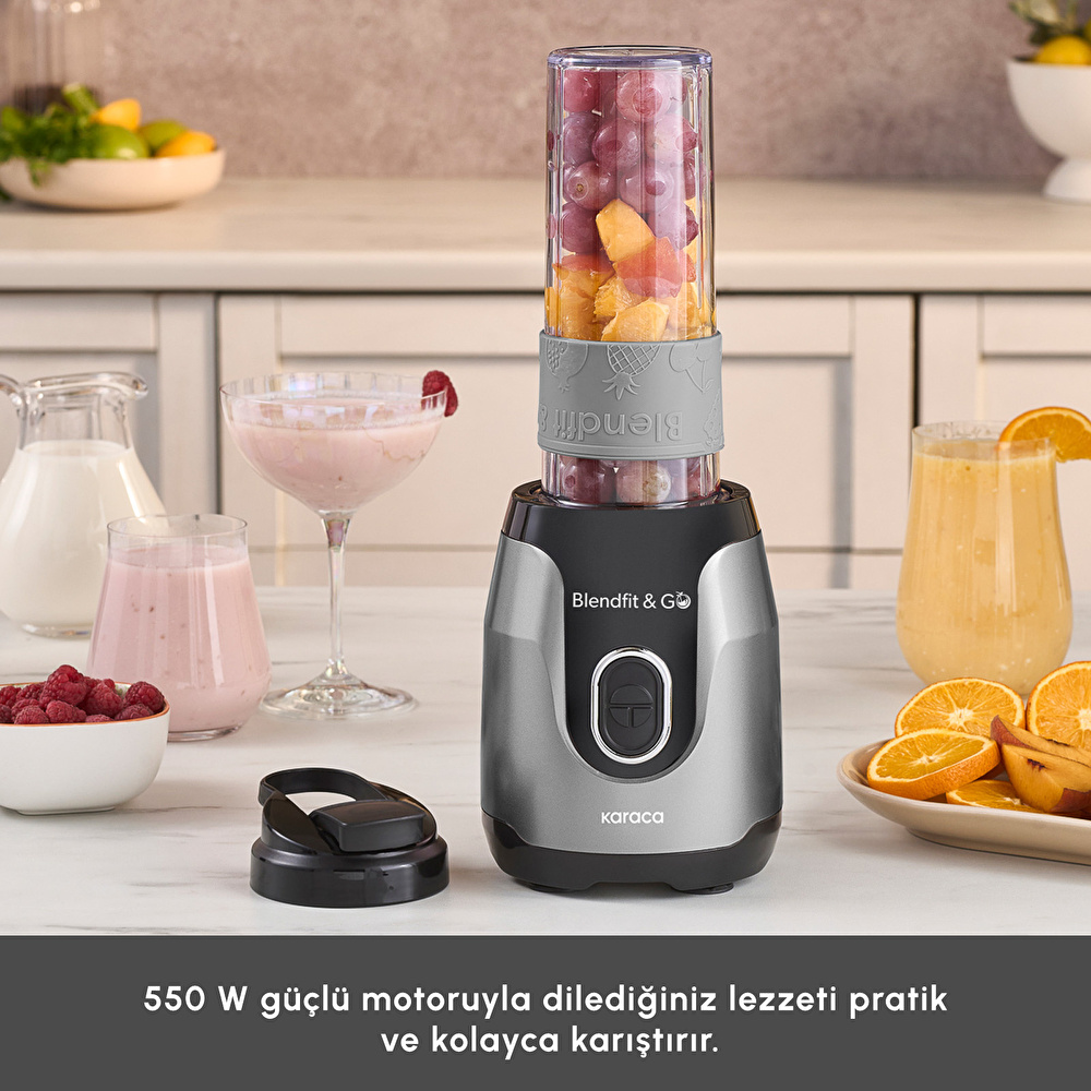 Karaca Blendfit Go Personal Kişisel Smoothie Blender Space Gray 600 ml görseli 3