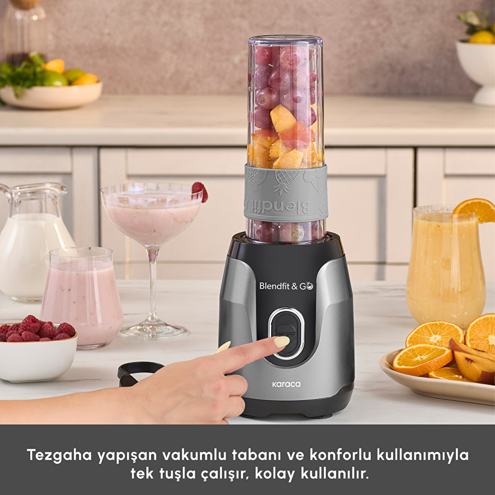 Karaca Blendfit Go Personal Kişisel Smoothie Blender Space Gray 600 ml görseli 4