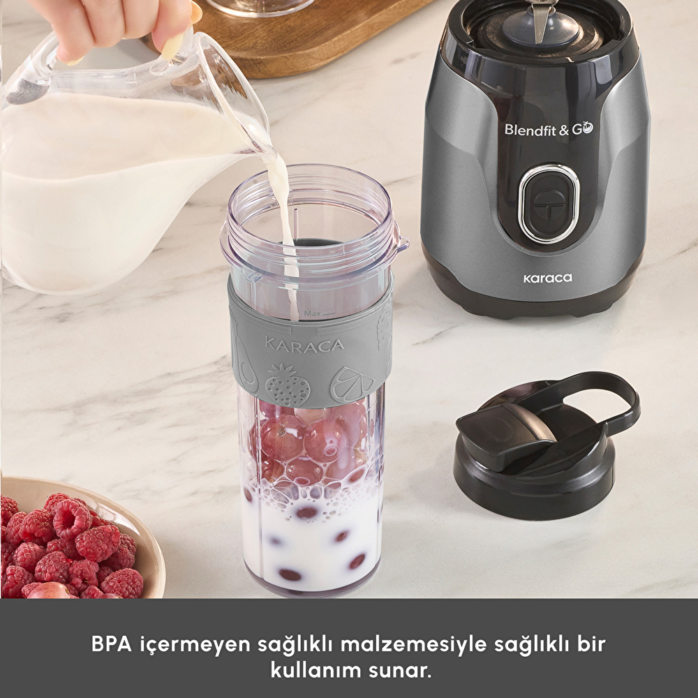 Karaca Blendfit Go Personal Kişisel Smoothie Blender Space Gray 600 ml görseli 5