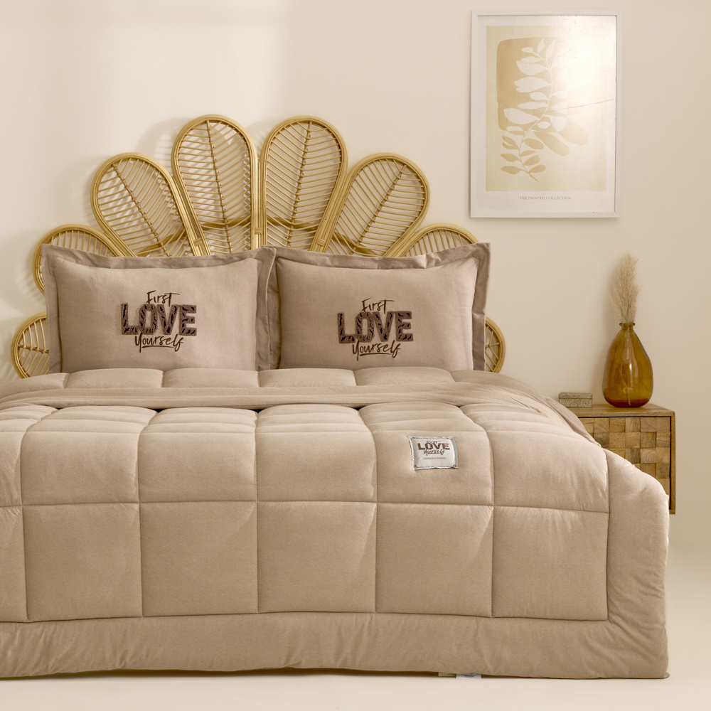 Karaca Home Motto Tek Kişilik Cotton Comfort Set/Uyku Seti Bej görseli 1
