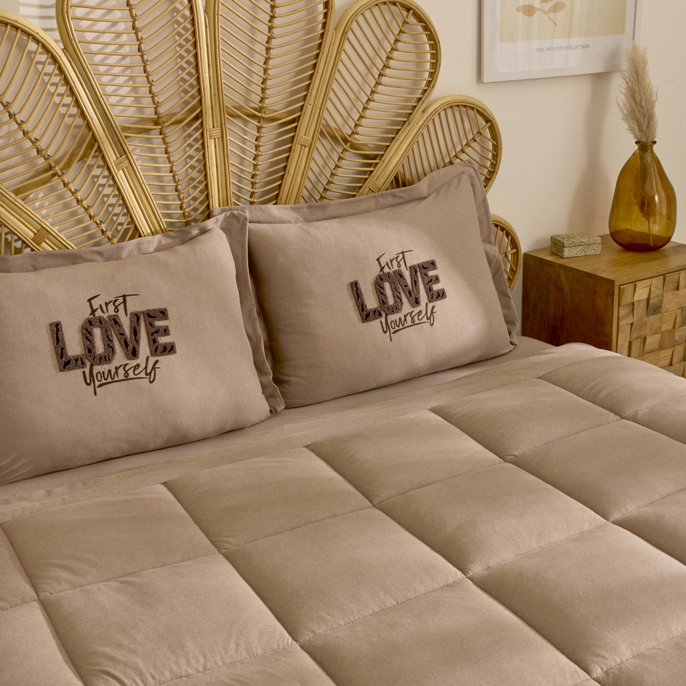 Karaca Home Motto Tek Kişilik Cotton Comfort Set/Uyku Seti Bej görseli 3
