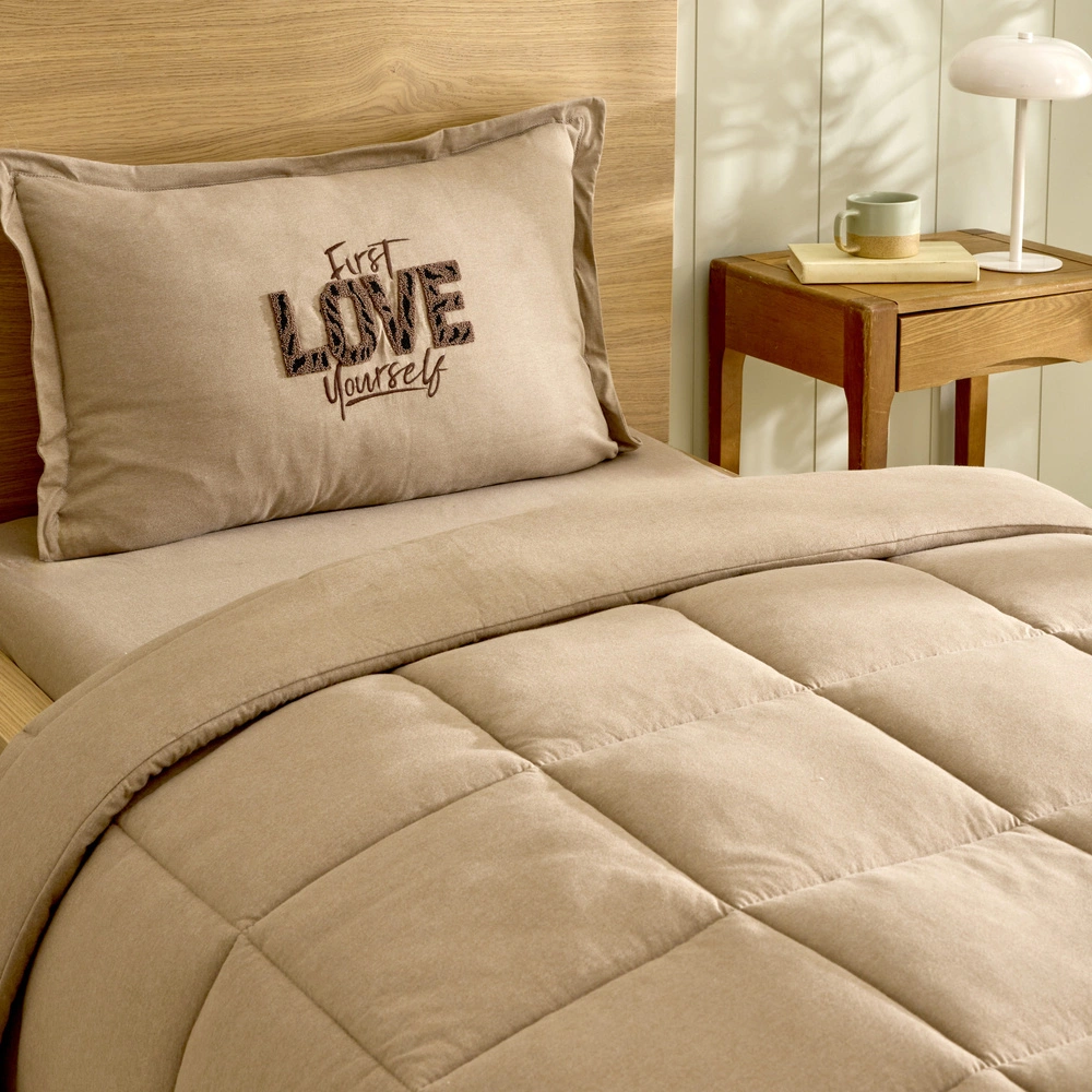 Karaca Home Motto Tek Kişilik Cotton Comfort Set/Uyku Seti Bej görseli 5