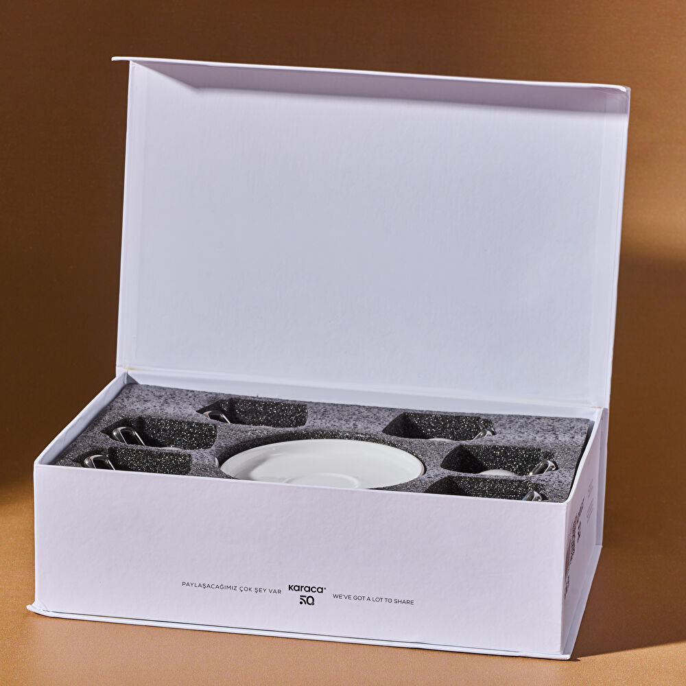 Karaca Streamline Saturn 6 Kişilik Kahve Fincan Takımı 100 ml Platin thumbnail 4