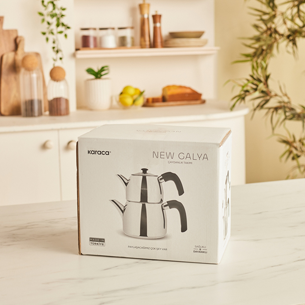 Karaca New Galya Buhar Kapaklı İndüksiyon Tabanlı Midi Çaydanlık Takımı 1,1L & 2,1L görseli 9