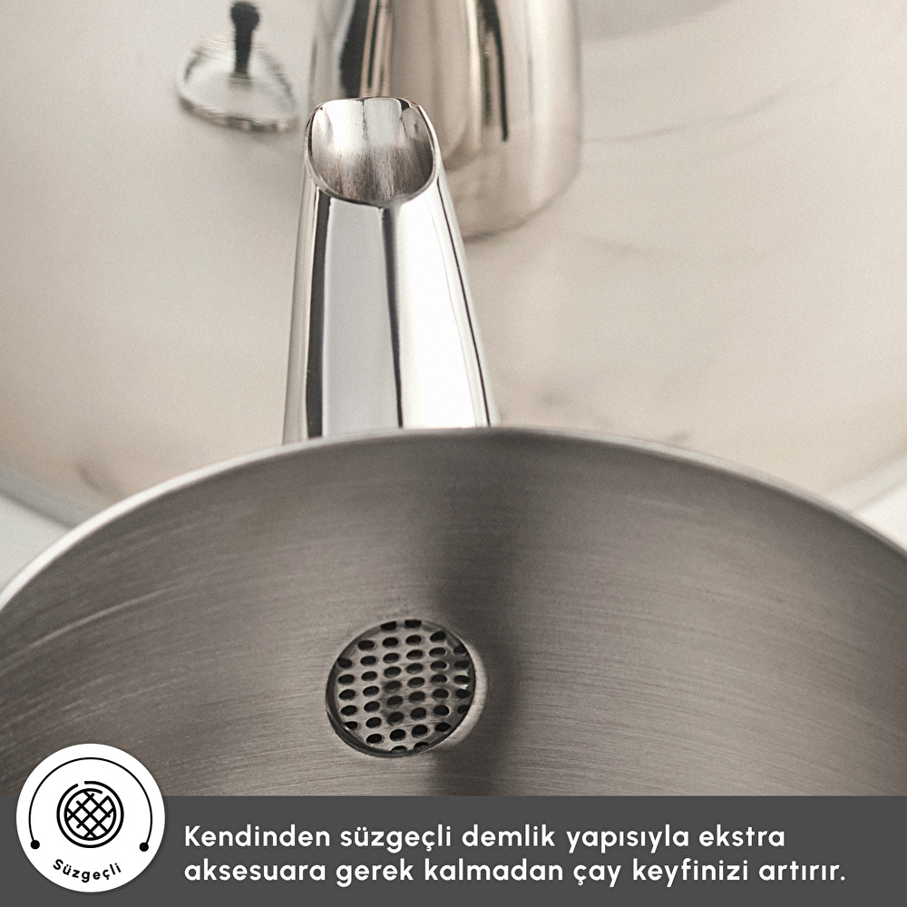 Karaca New Galya Buhar Kapaklı İndüksiyon Tabanlı Midi Çaydanlık Takımı 1,1L & 2,1L görseli 5