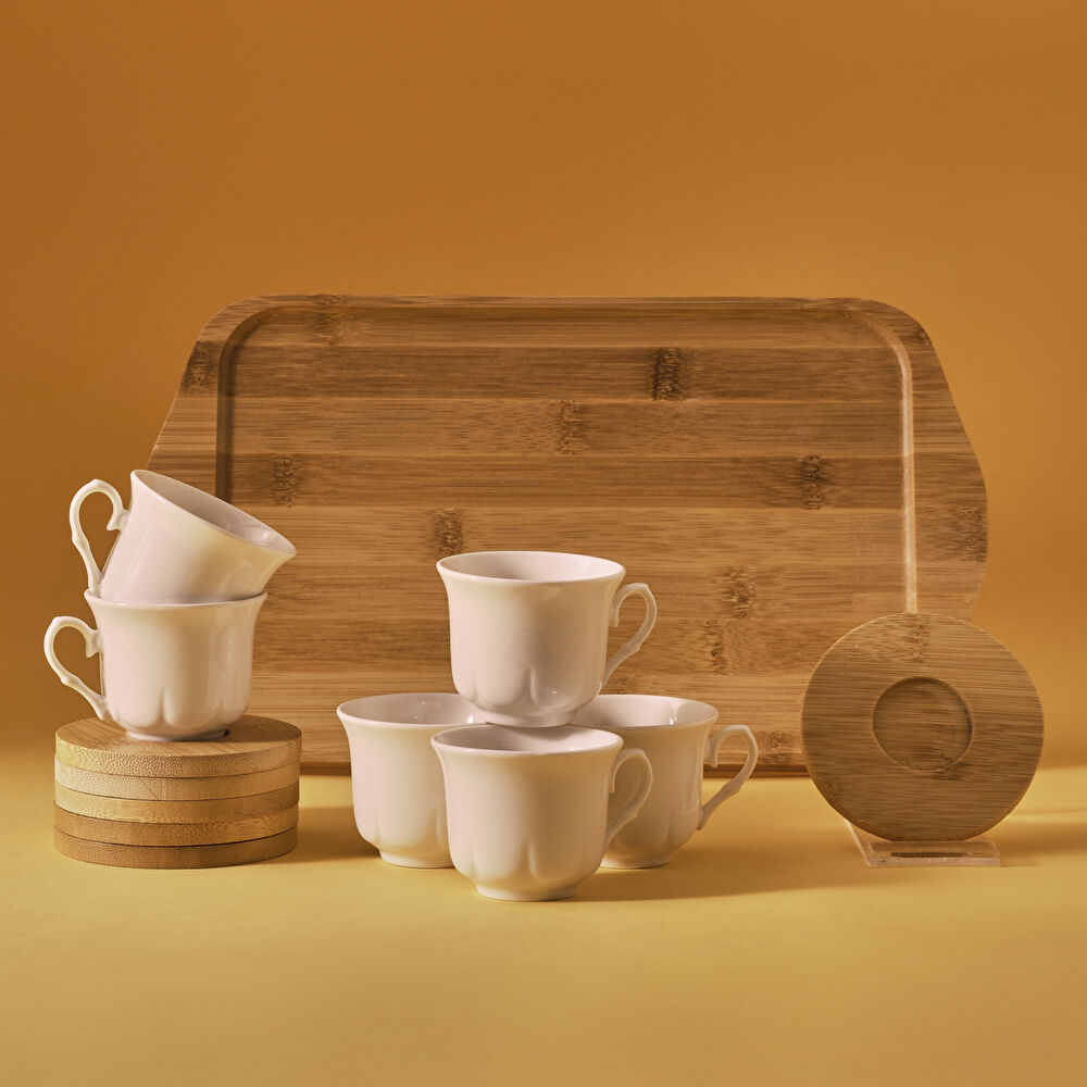 Karaca Bambu Tepsili 6 Kişilik Kahve Fincanı 90 Ml