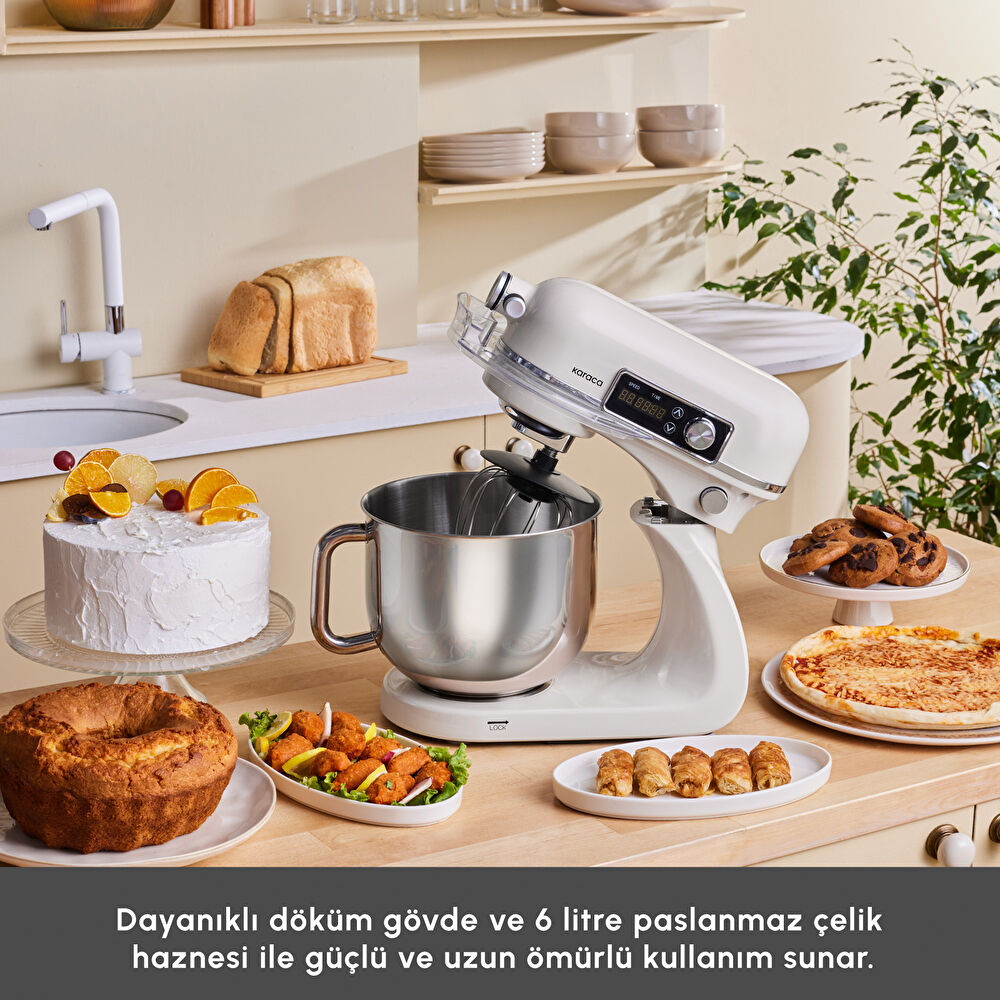 Karaca Maestro Artisan Hamur Yoğurma Makinesi Ultra Sessiz 6 Litre Krem thumbnail 3