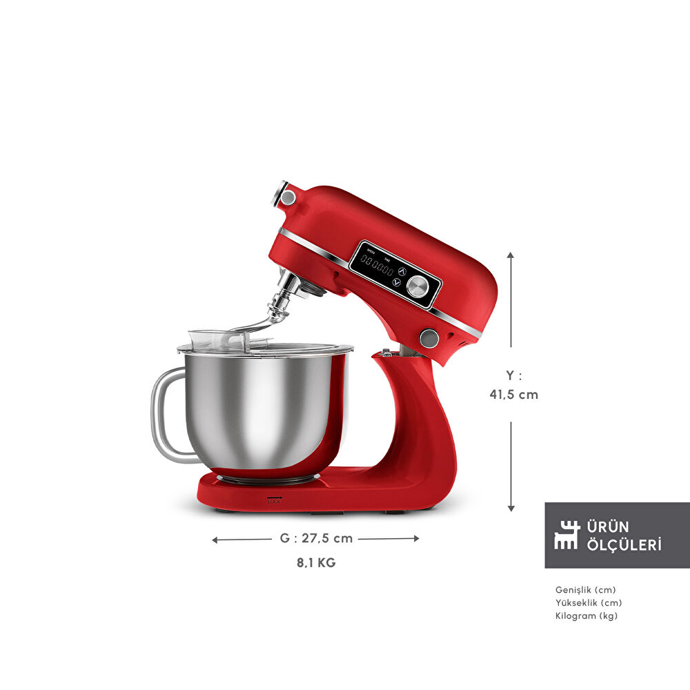 Karaca Maestro Artisan Hamur Yoğurma Makinesi Ultra Sessiz 6 Litre Kırmızı thumbnail 2
