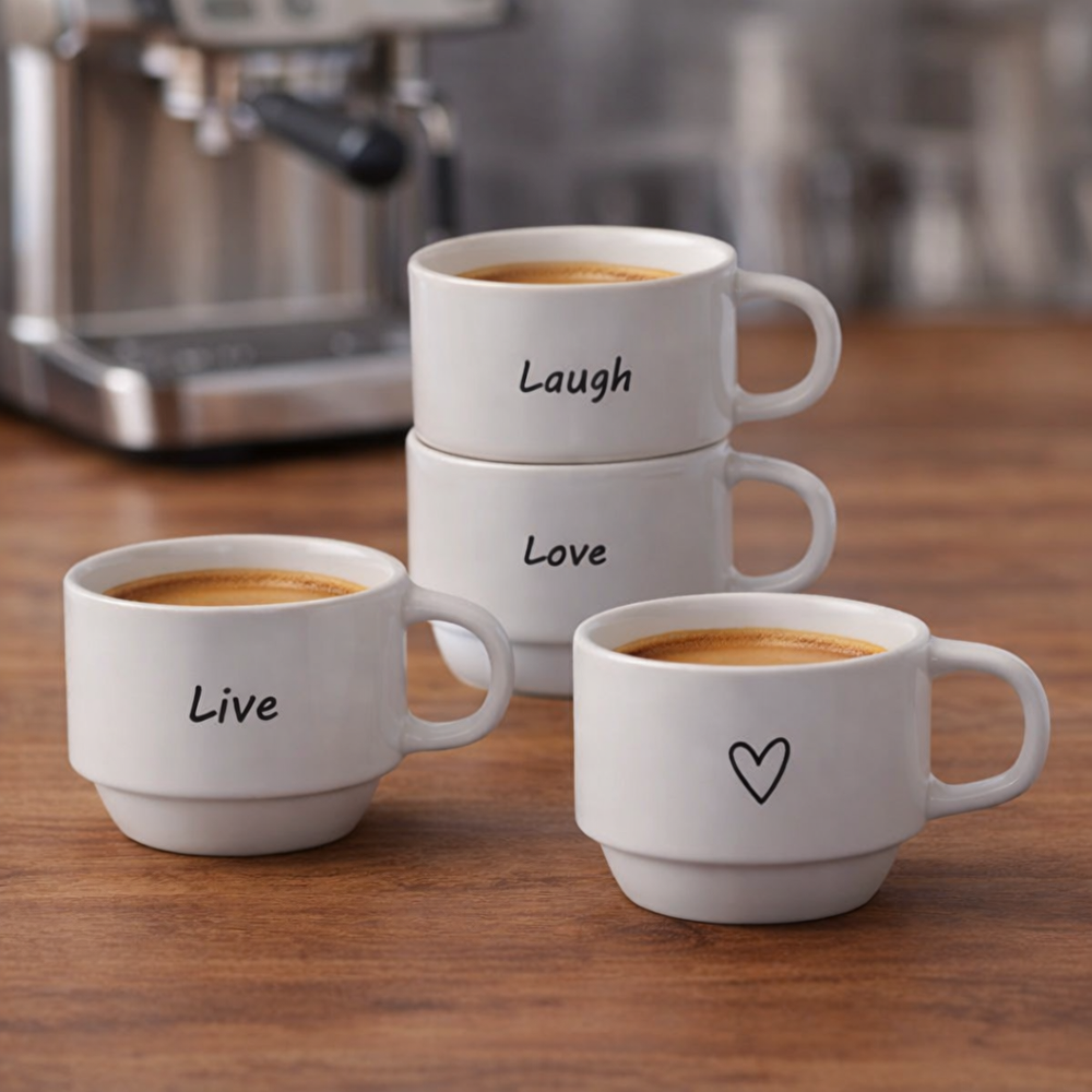 Karaca Lovely Laugh 4 Kişilik Espresso ve Kahve Fincan Takımı 100 ml