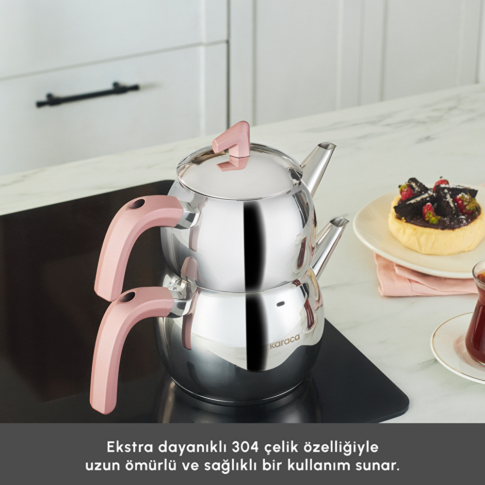 Karaca Belinay İndüksiyon Tabanlı Midi Rose Çaydanlık Takımı görseli 6