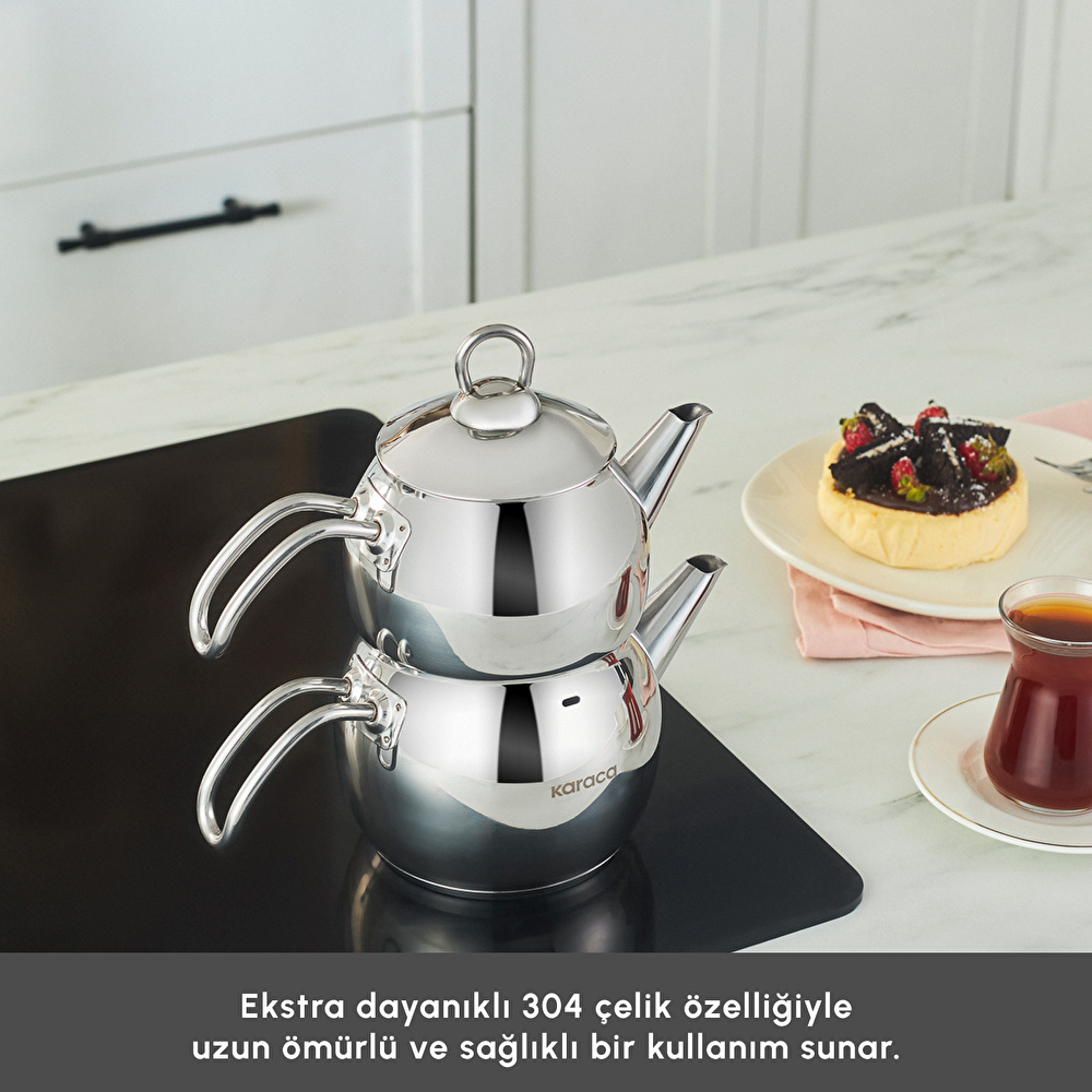 Karaca Adelya İndüksiyon Tabanlı Mini Boy Metal Çaydanlık Takımı görseli 5
