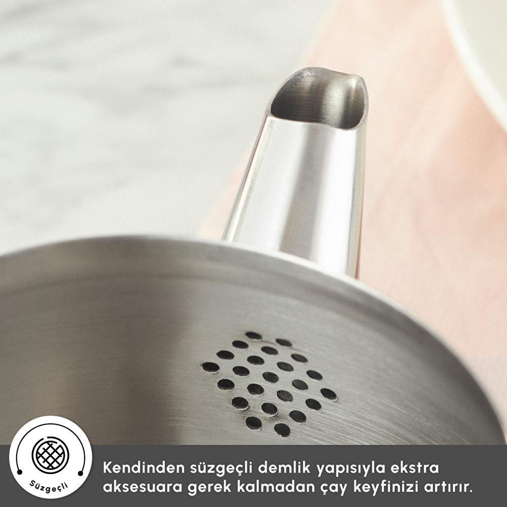 Karaca Adelya İndüksiyon Tabanlı Mini Boy Metal Çaydanlık Takımı görseli 4