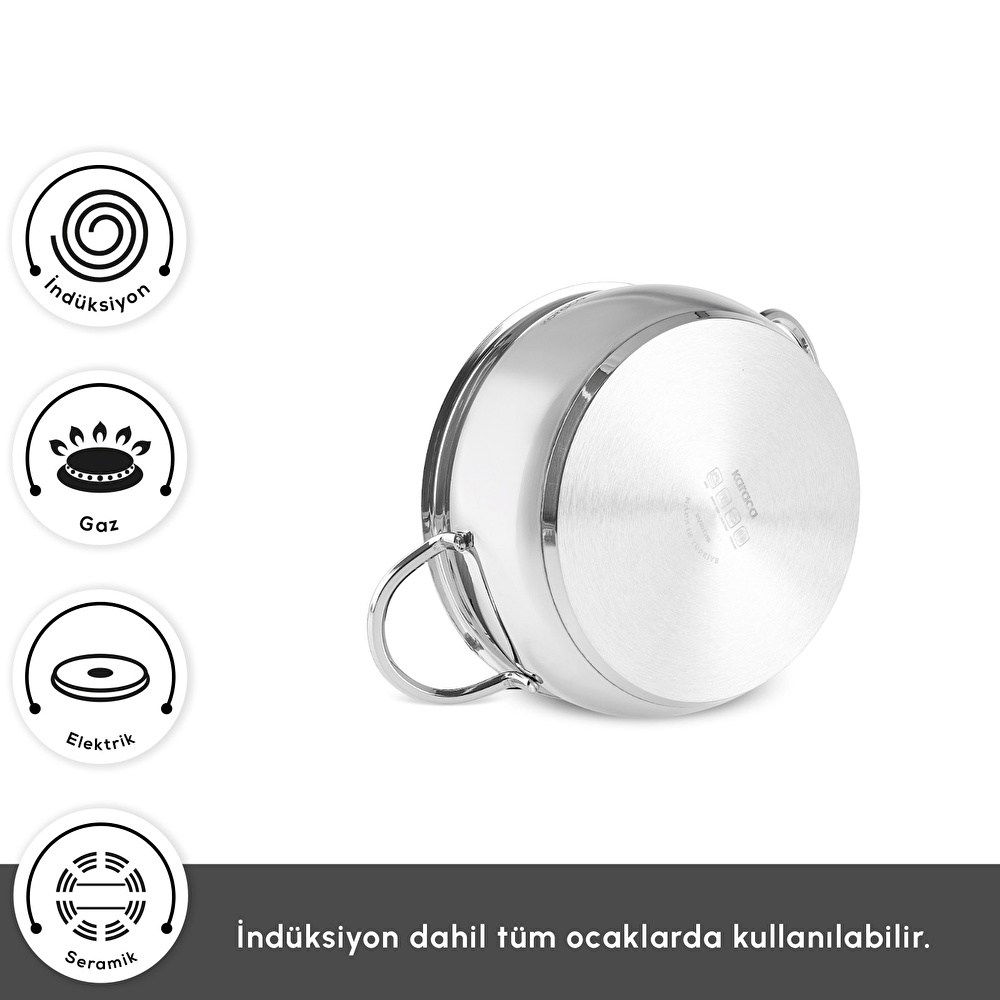 Karaca Urla İndüksiyon Tabanlı 8 Parça Çelik Tencere Seti görseli 6