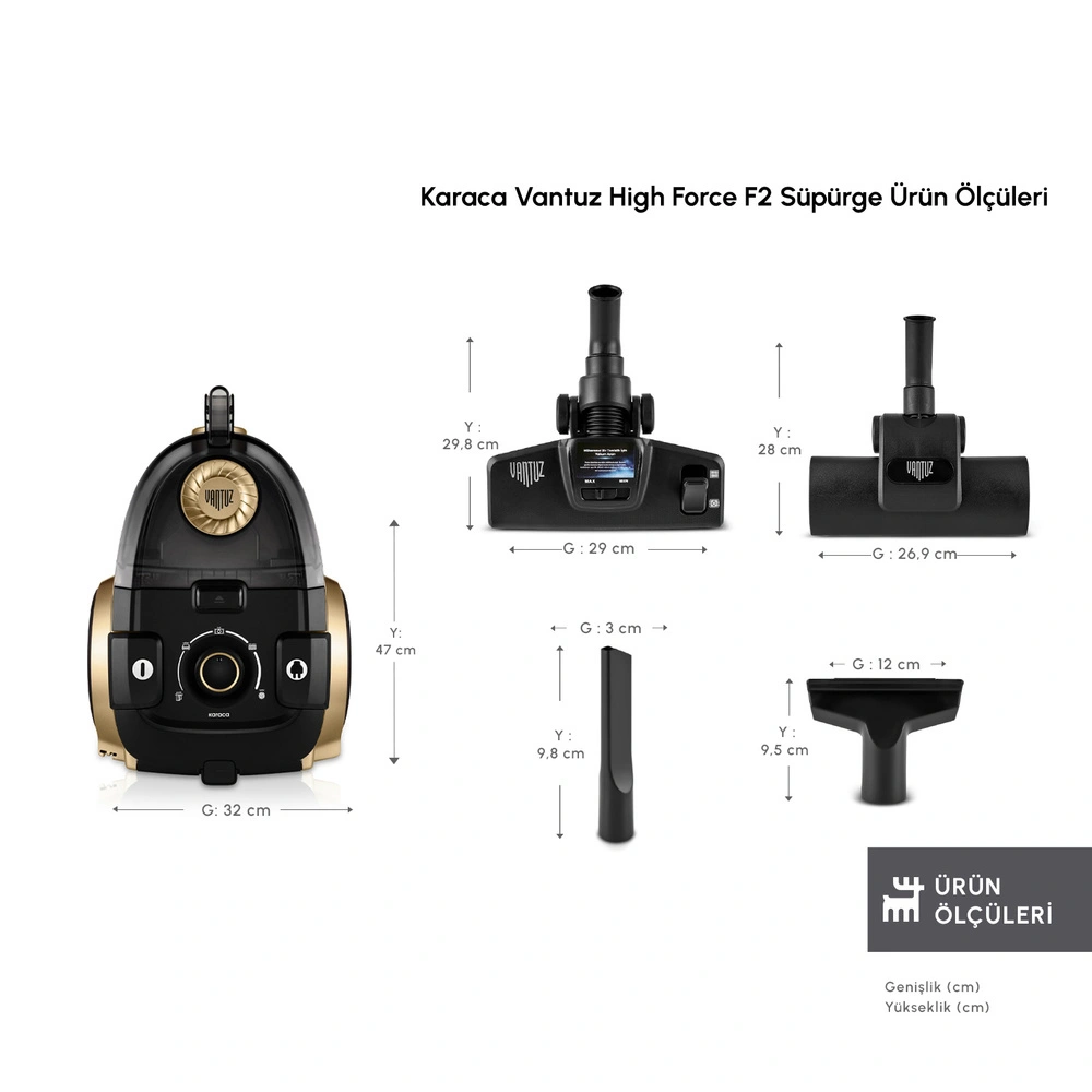 Karaca Vantuz High Force F2 Matte Mineral Gold Elektrikli Süpürge görseli 2