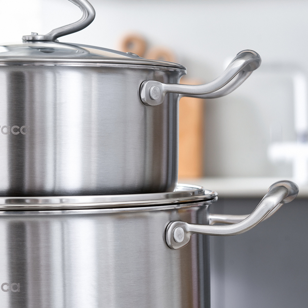 Karaca Powersteel 5Ply 316+ İndüksiyon Tabanlı 7 Parça Çelik Tencere ve Tava Seti görseli 8