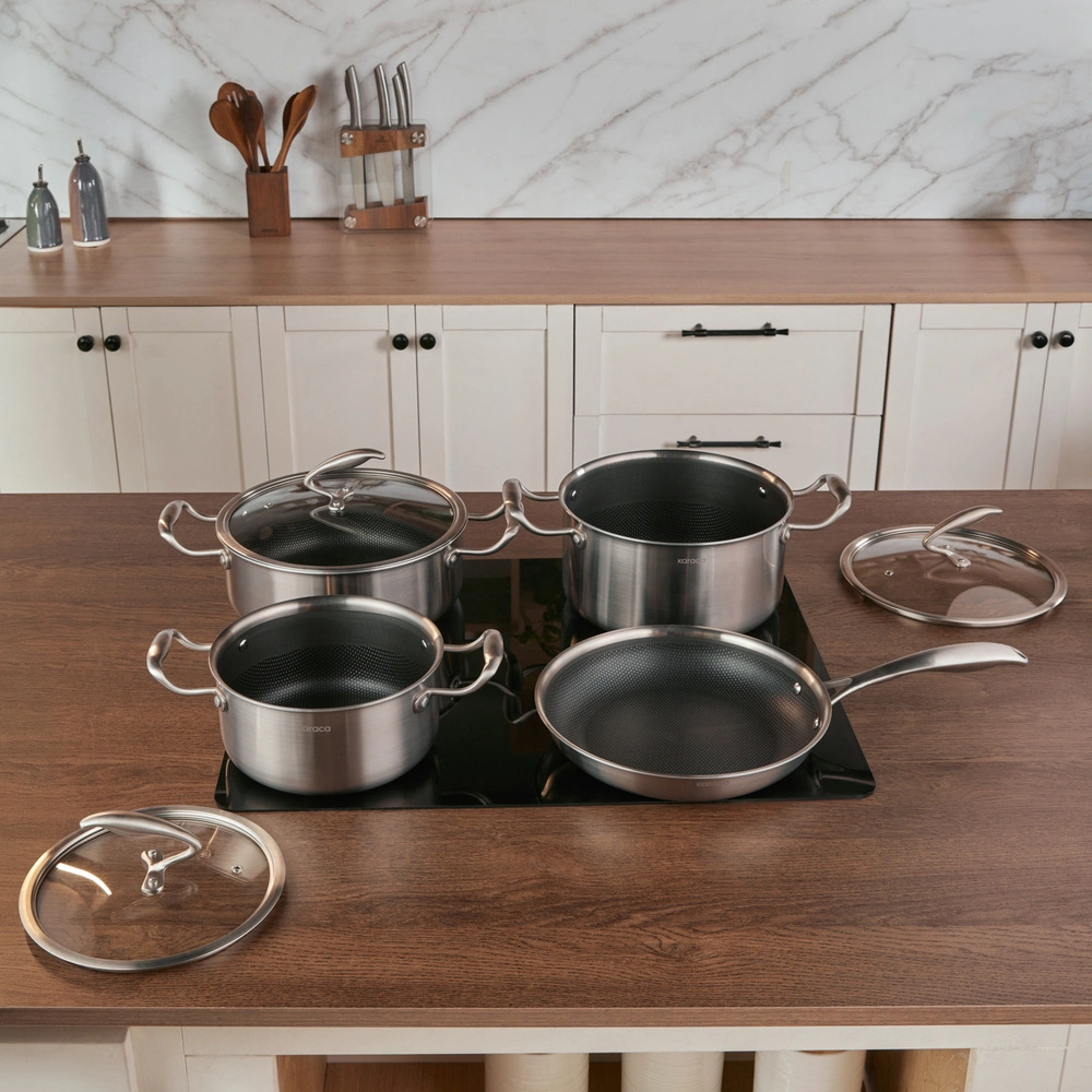 Karaca Powersteel 5Ply 316+ İndüksiyon Tabanlı 7 Parça Çelik Tencere ve Tava Seti görseli 6
