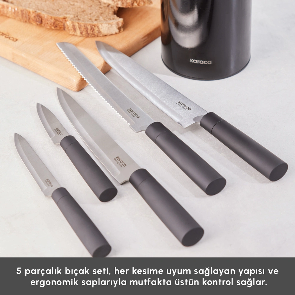 Karaca Roscar Black 6 Parça Bıçak Seti görseli 3