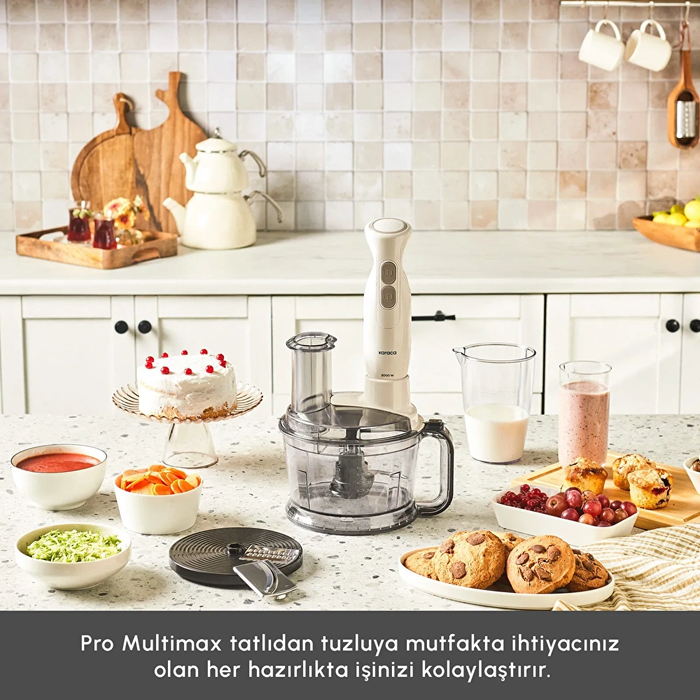 Karaca Pro Multimax 6 in 1 Çok Amaçlı Mutfak Robotu 2000W Iconic Beige görseli 8