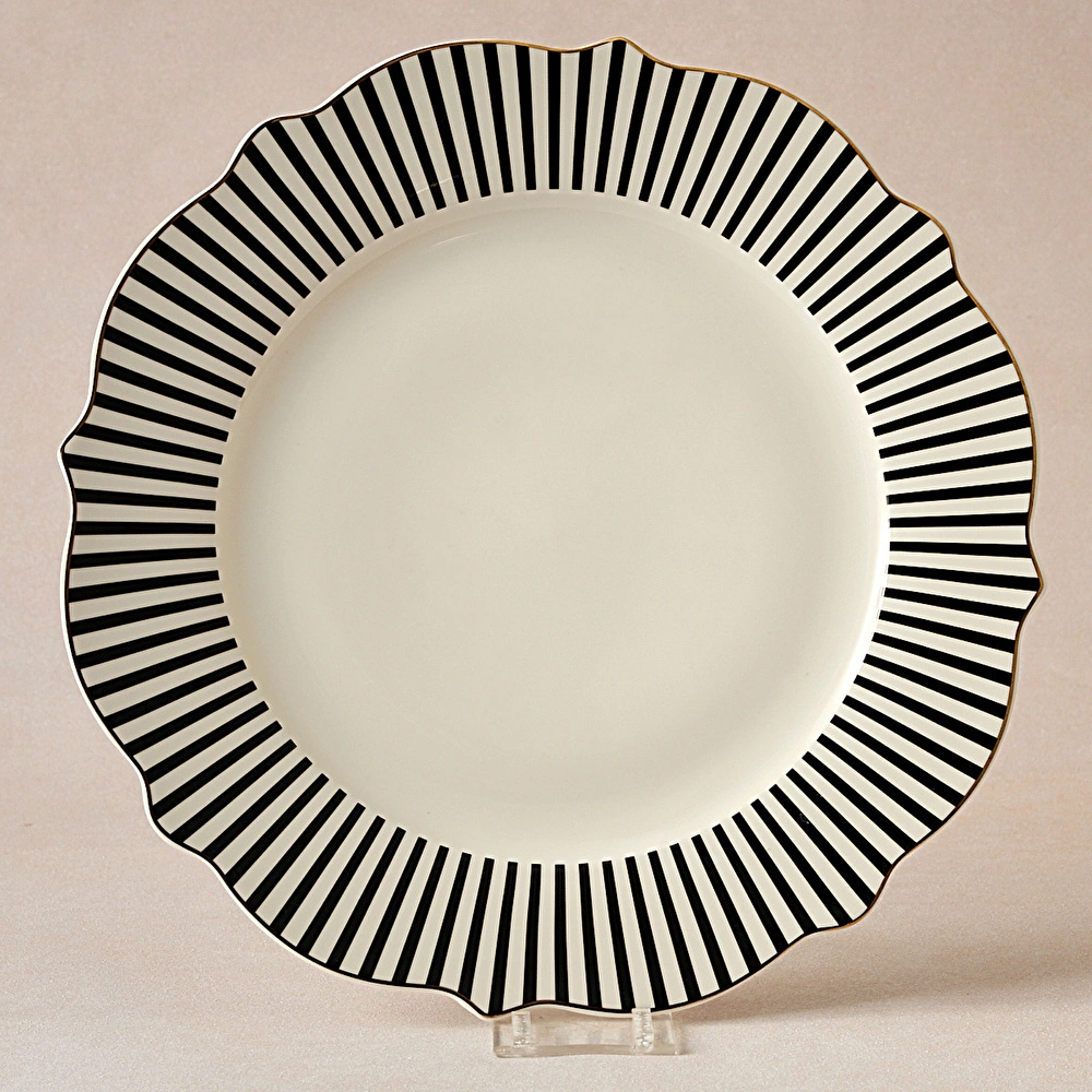Karaca New Romantic İnce Çizgili Servis Tabağı 27 cm Siyah görseli 1