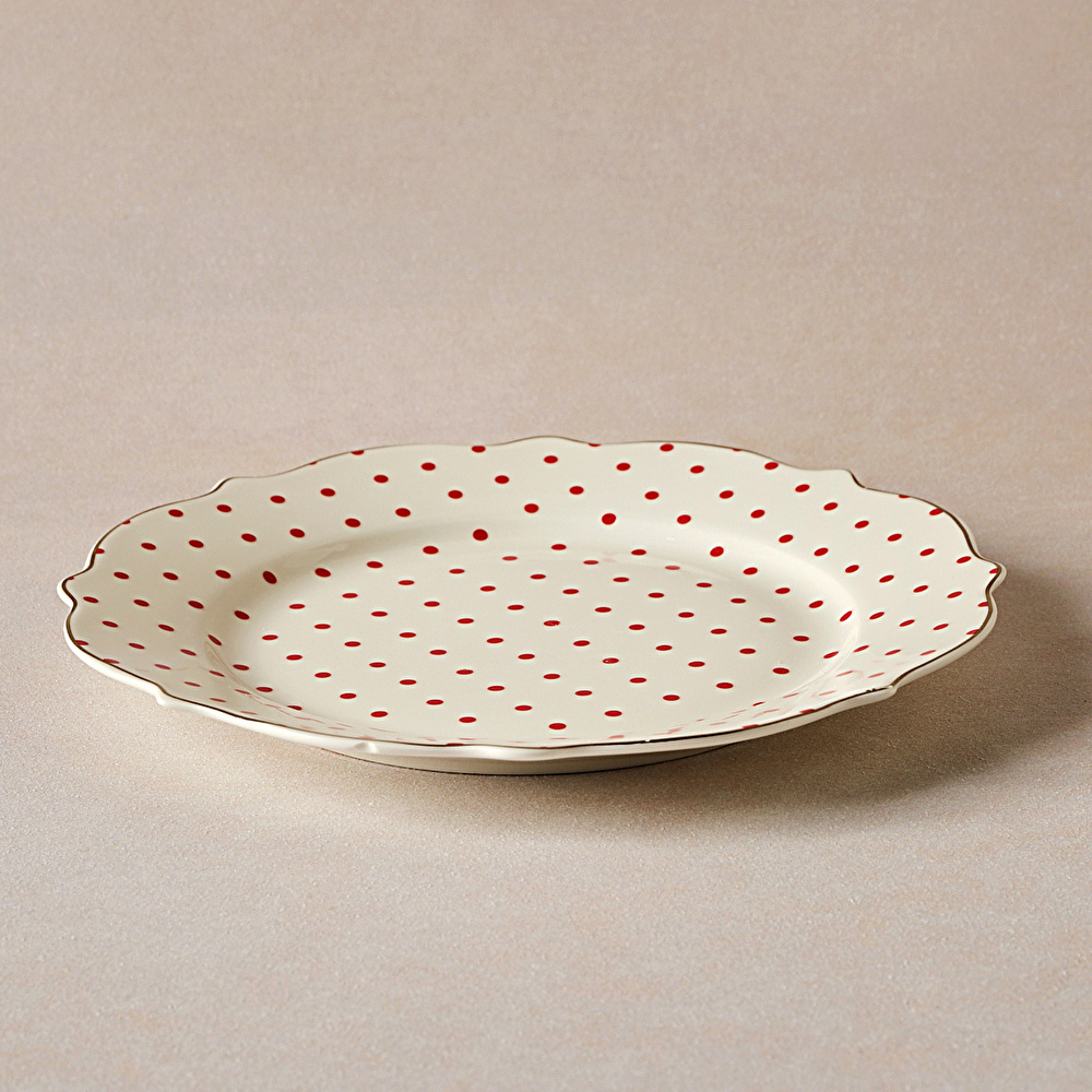 Karaca New Romantic Puantiyeli Pasta Tabağı 21 cm Kırmızı  görseli 2