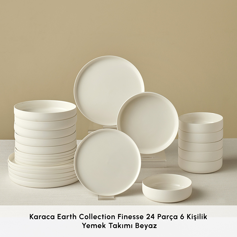 Karaca Earth Collection Finesse 24 Parça 6 Kişilik Yemek Takımı Beyaz görseli 3