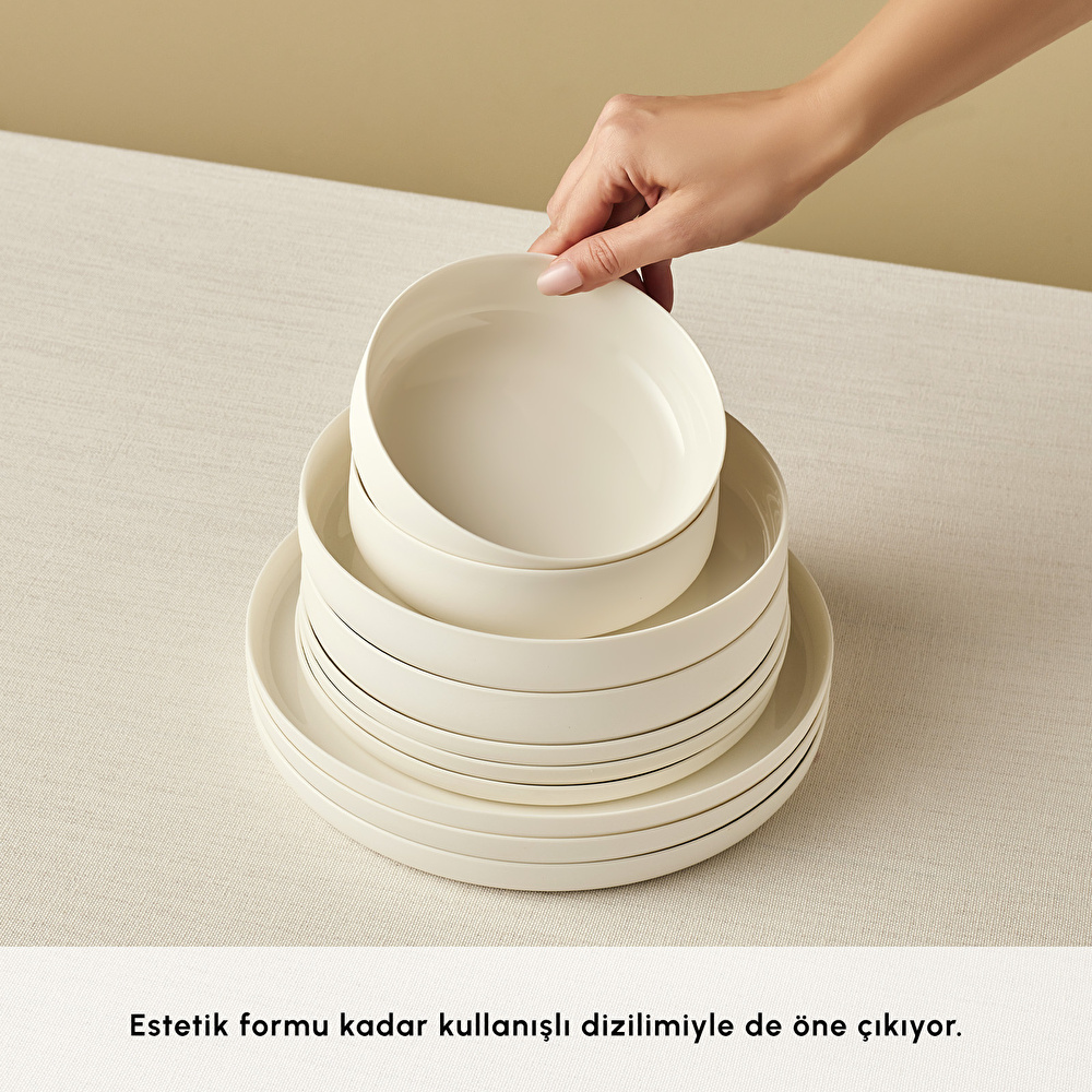 Karaca Earth Collection Finesse 24 Parça 6 Kişilik Yemek Takımı Beyaz görseli 6