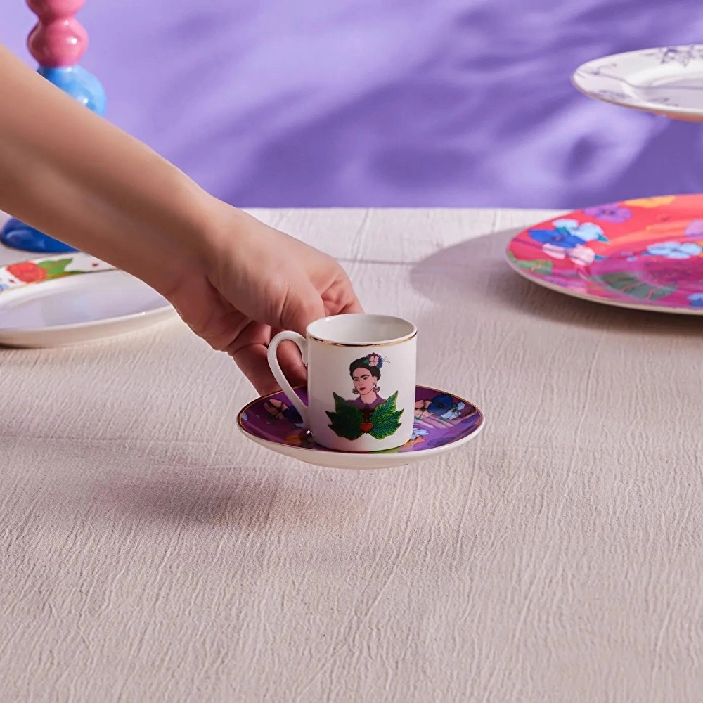 Karaca Frida Kahve Fincanı Ve Tabağı Mor 90 Ml görseli 2