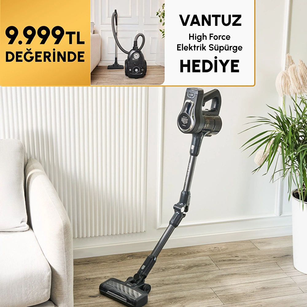 Karaca Vantuz Power Up Pro Dikey Süpürge Black Chrome | Karaca