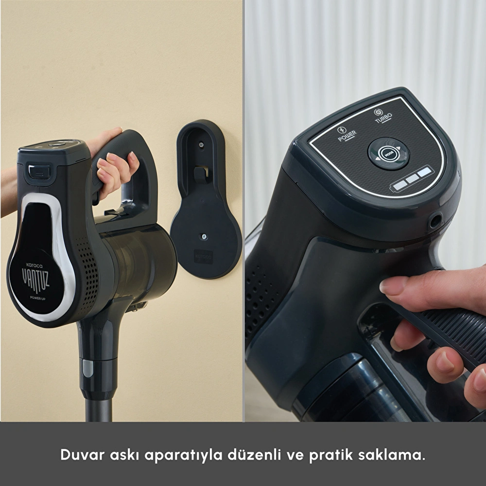 Karaca Vantuz Power Up Pro Dikey Süpürge Black Chrome görseli 8