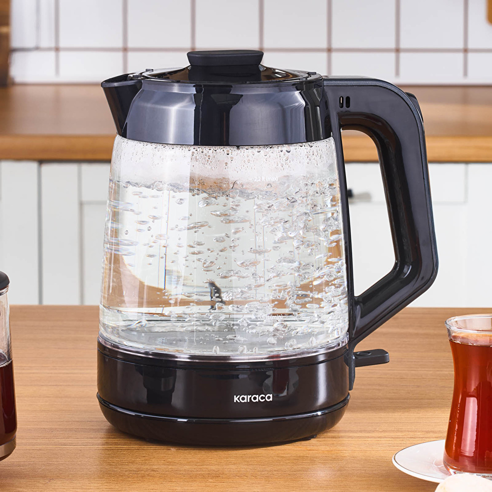 Karaca Glass Tea XL 2 in 1 Cam Çay Makinesi Shiny Black görseli 6
