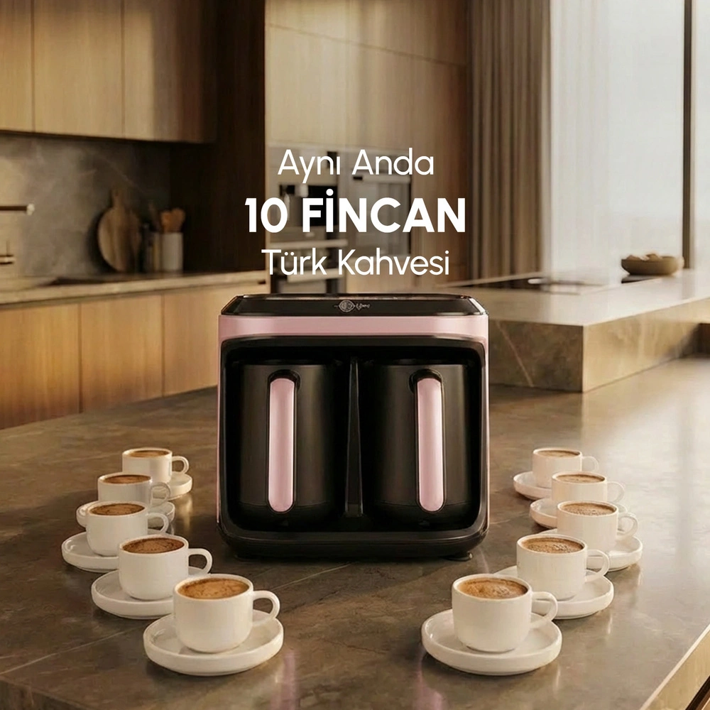 Karaca Hatır Hüp Düet Aroma İkili 10 Fincan Kapasiteli Türk Kahve Makinesi Rosegold görseli 1