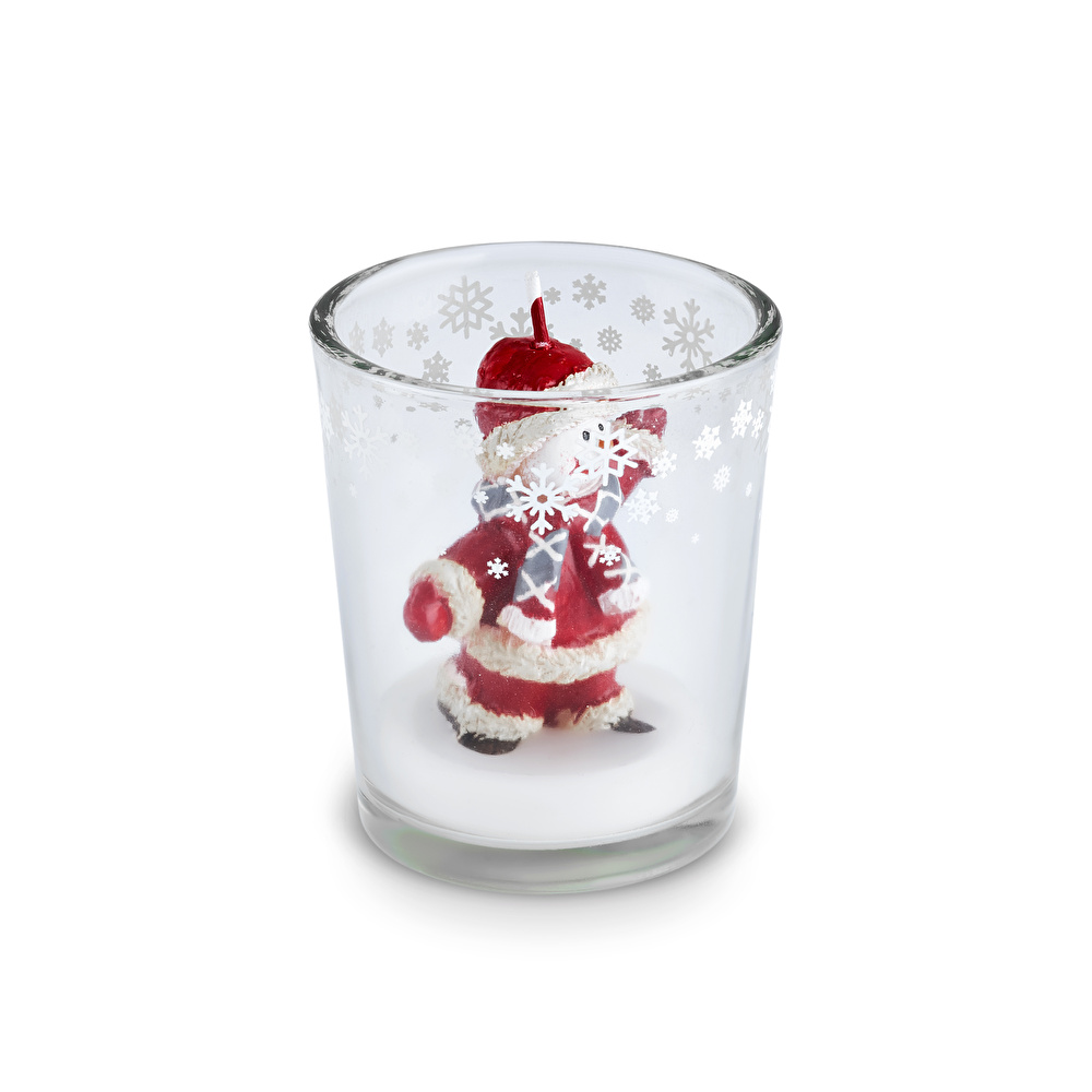 Karaca New Year Yılbaşı Snowman Bardak Mum 5.5x5.5x6.5 cm görseli 2