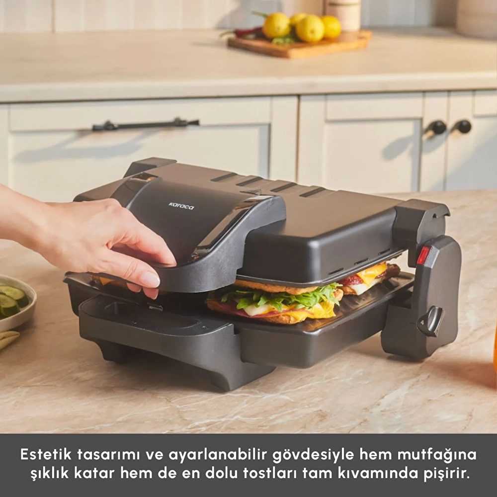 Karaca Future Essential Tost Makinesi Matte Black 1800 W 4 Dilim Kapasiteli görseli 6