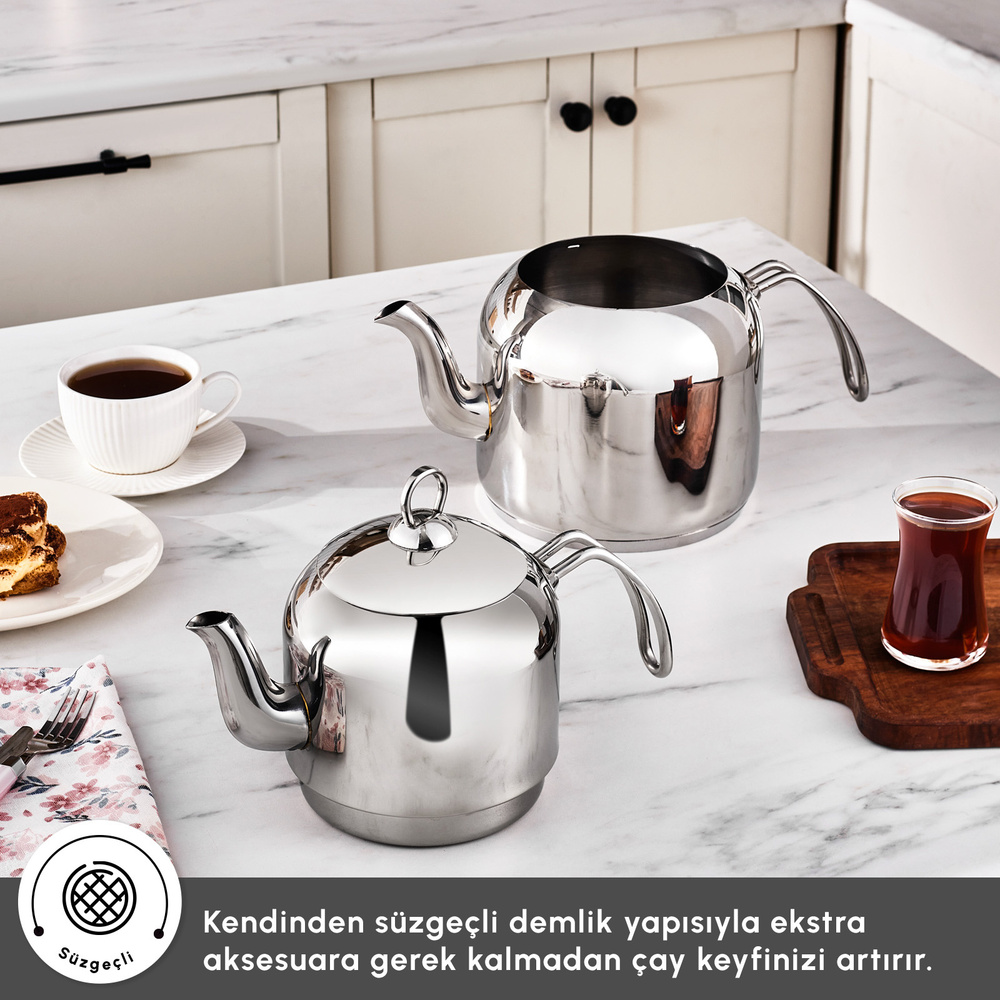 Karaca Deren Devrilmez İndüksiyon Tabanlı Maxi Boy Çaydanlık Takımı görseli 4