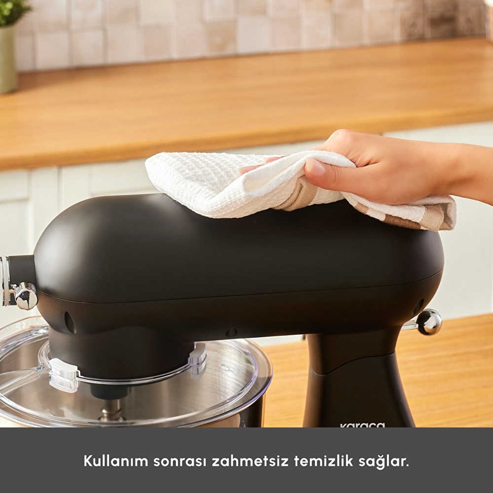 Karaca Powercast Chef Döküm Hamur Yoğurma Makinesi  Matte Black 1800W 6,2L görseli 7