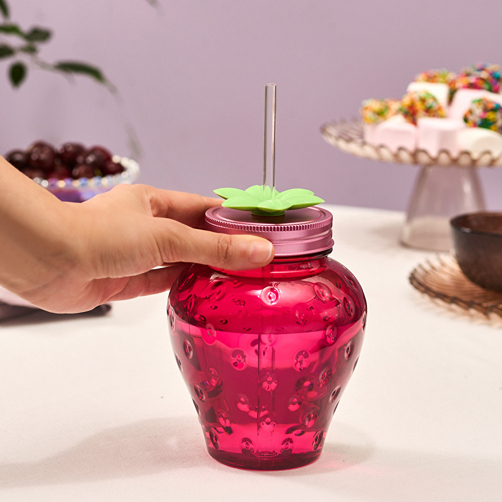 Karaca Çilek Transparent Pipetli Su Şişesi 750 Ml görseli 3