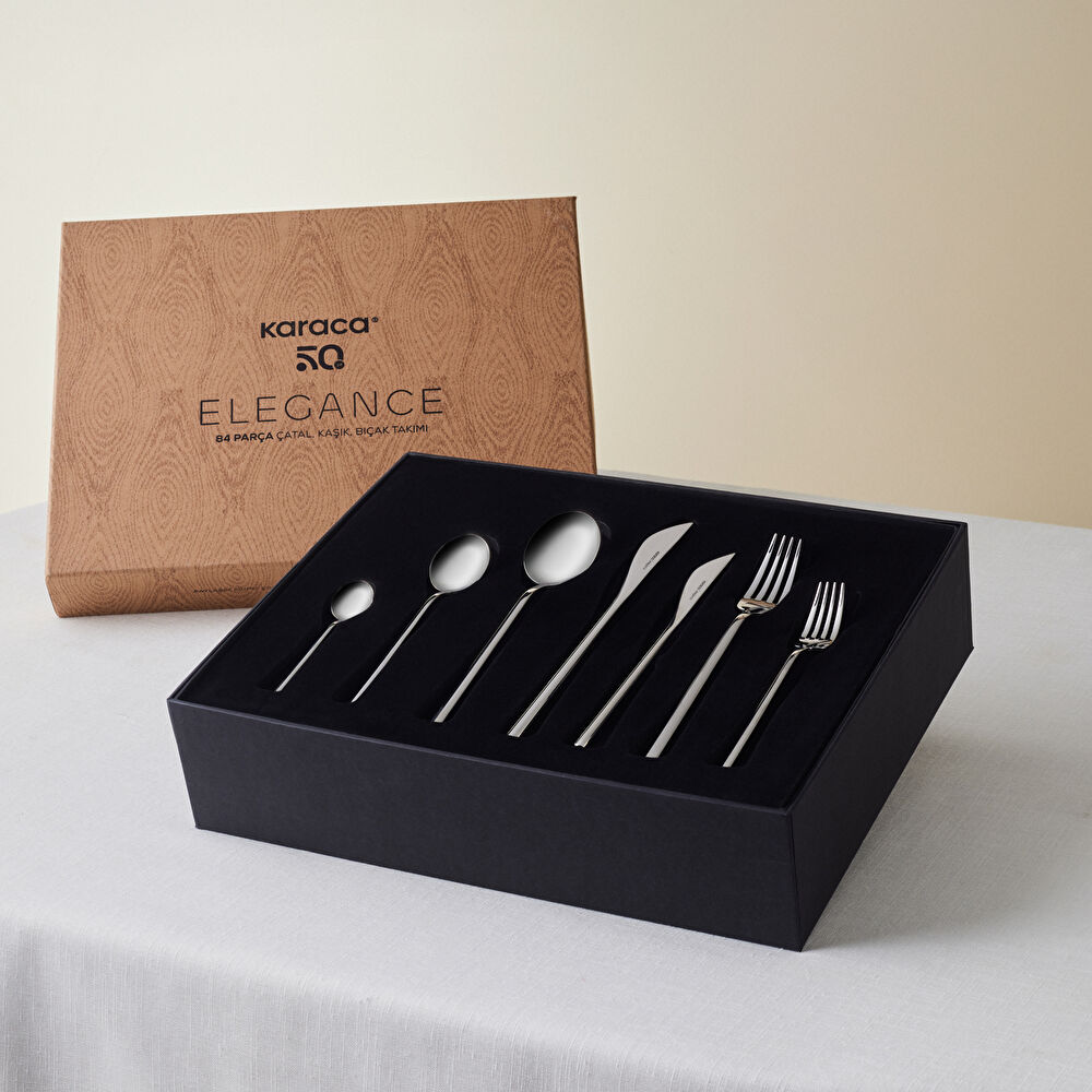 Karaca Elegance Focus Platin 12 Kişilik 84 Parça Çatal Kaşık Bıçak Takımı thumbnail 7